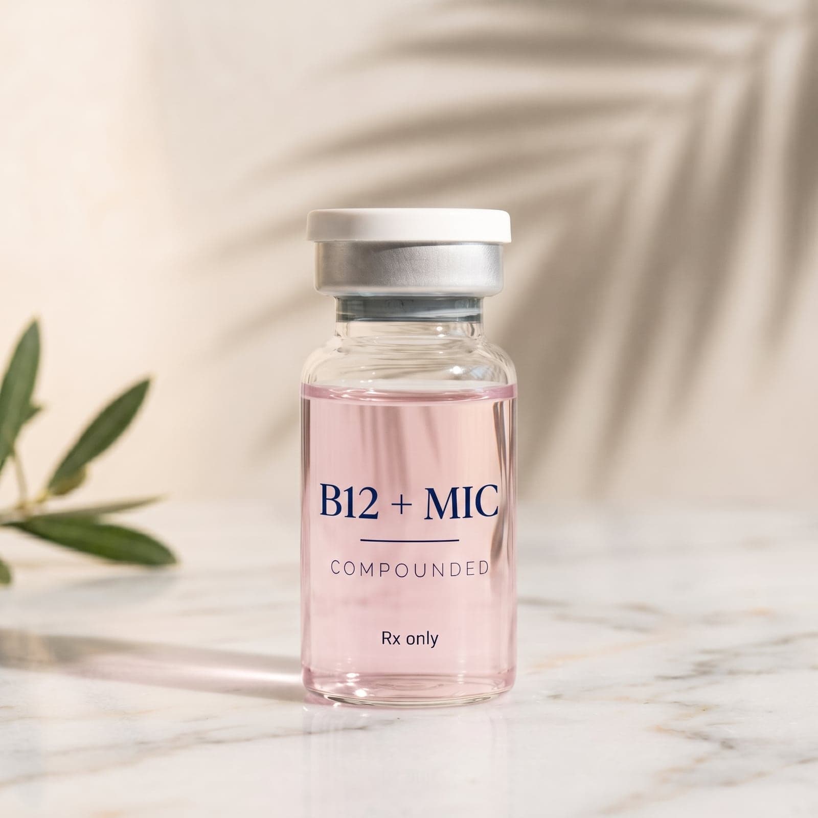 Illustration of a compounded B12 + MIC injection vial