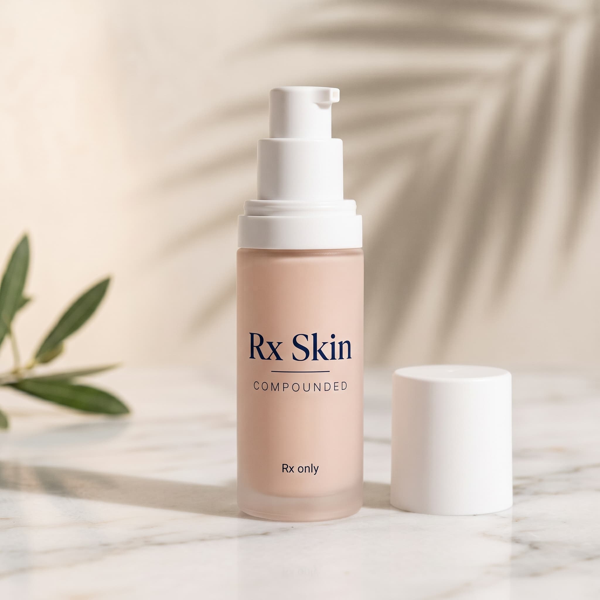 Illustration of a prescription skincare cream in a pump bottle