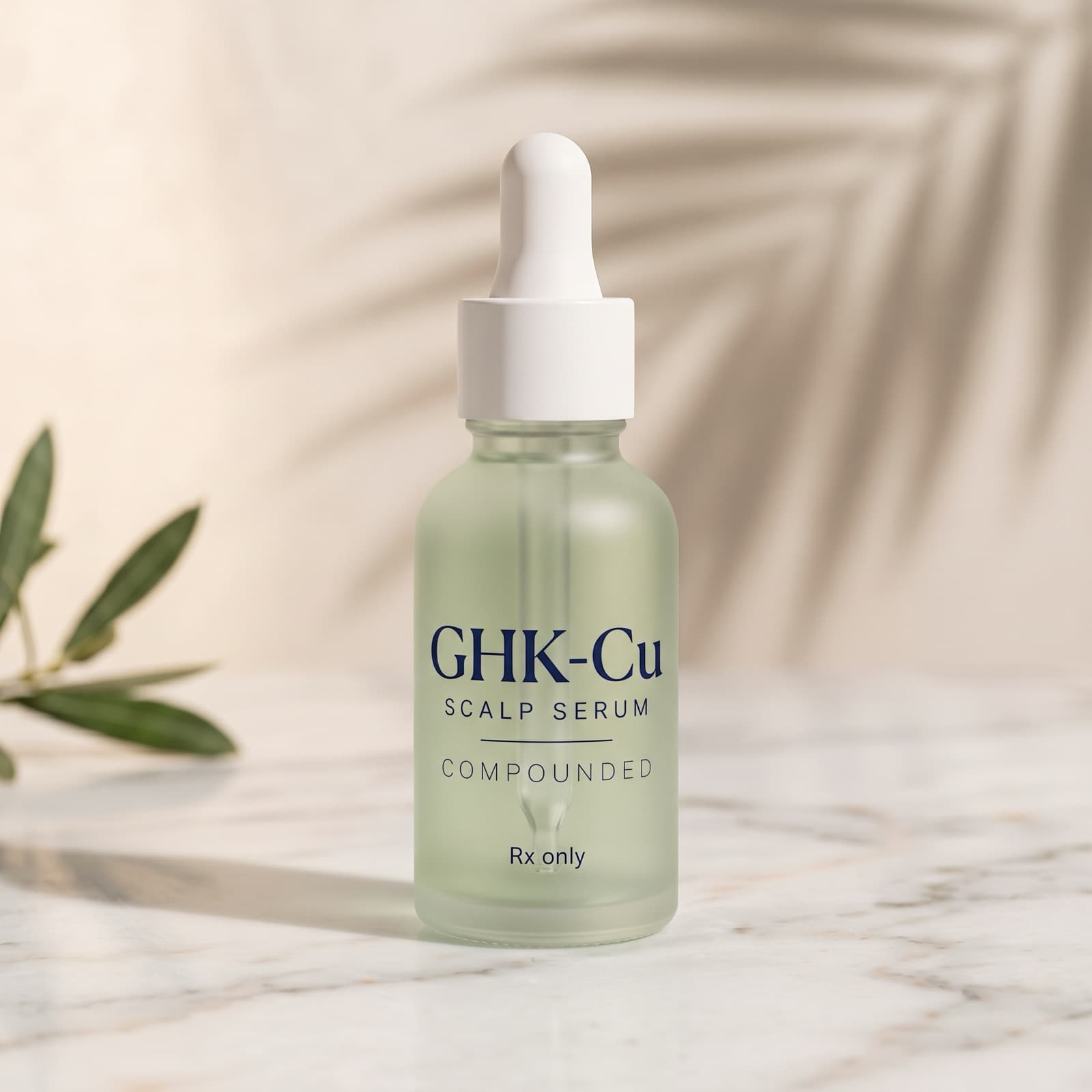 Illustration of a compounded GHK-Cu scalp serum
