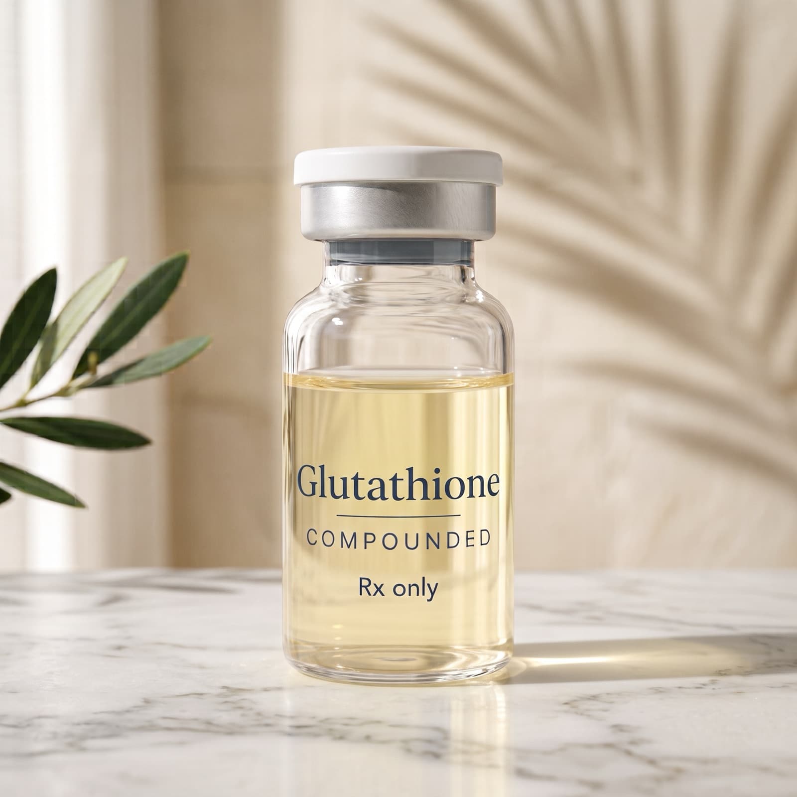 Illustration of a compounded glutathione injection vial