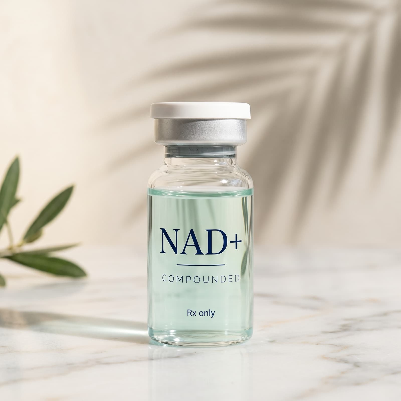 Illustration of a compounded NAD+ injection vial